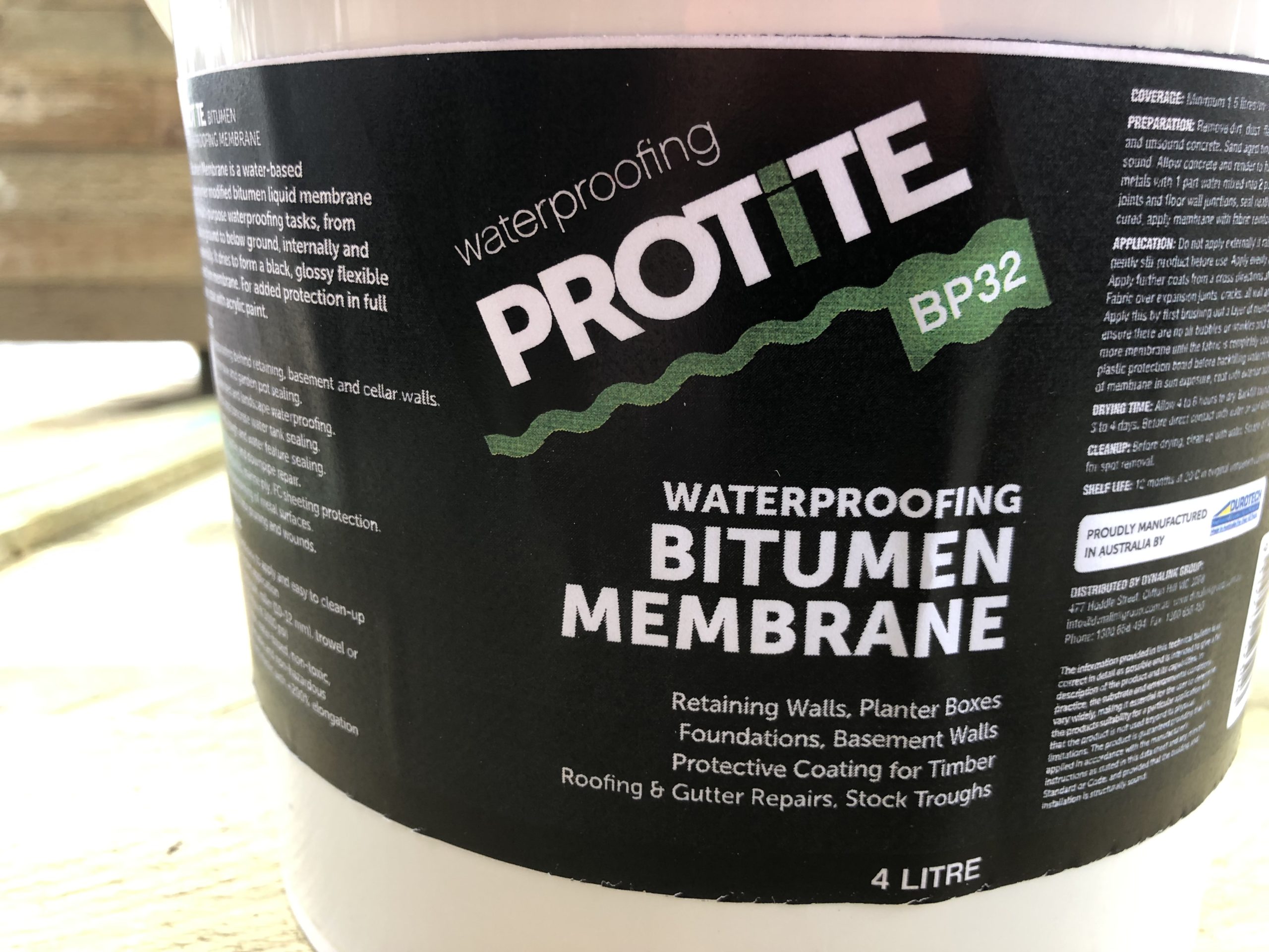 Bitumen Membrane Waterproofing Protite BP32 4 Litre - I Got Wood